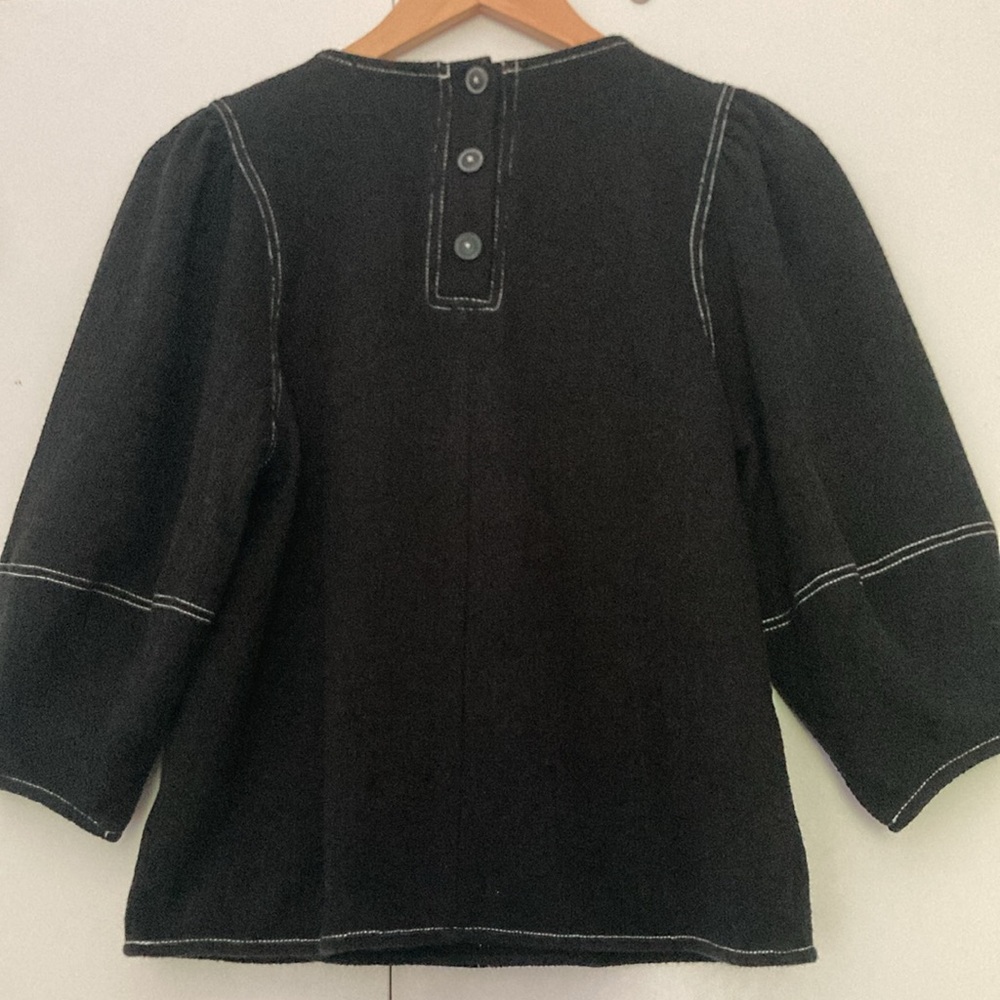 Anthropologie -Current Air/ Black top-white stitch XS - Picture 4 of 6